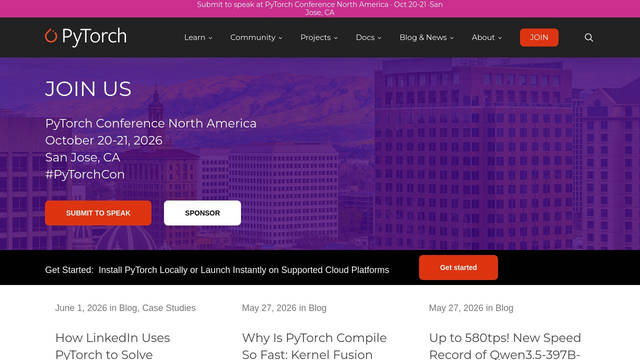 Screenshot: pytorch.org - uses Bitter