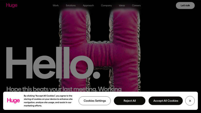 Screenshot: hugeinc.com - uses Matter