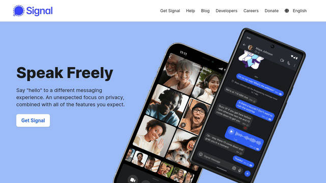 Screenshot: signal.org - uses SF Pro