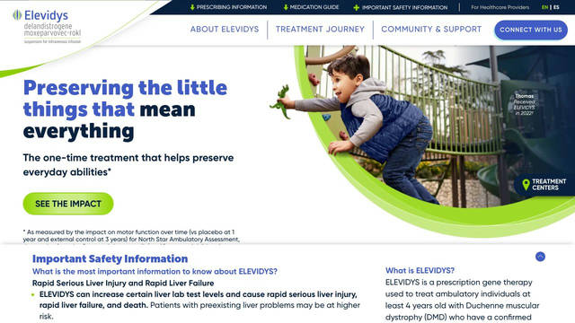 Screenshot: elevidys.com - uses museo-sans-display
