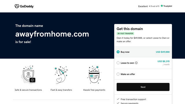 Screenshot: awayfromhome.com - uses gdsherpa