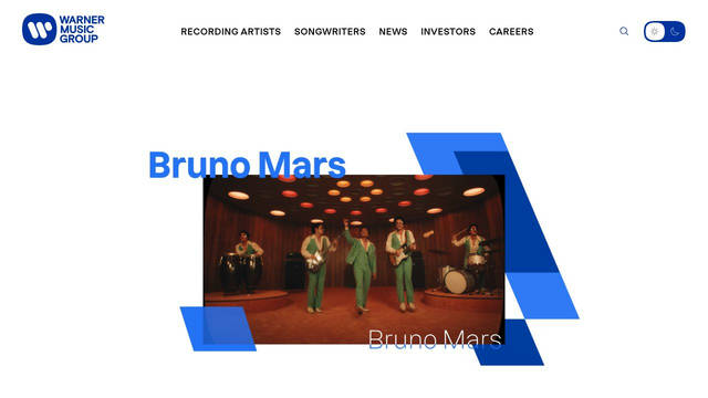 Screenshot: warnermusic.com - uses dazze