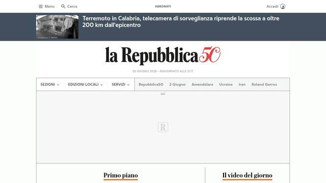 Screenshot: repubblica.it - uses Eugenio Serif