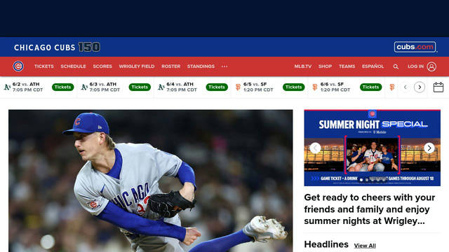 Screenshot: cubs.com - uses mlb-primary Screenshot: cubs.com - uses mlb-primary