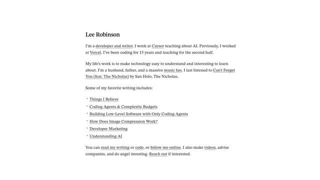 Screenshot: leerob.io - uses STIX Two Text Screenshot: leerob.io - uses STIX Two Text