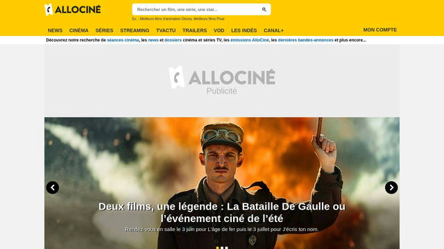 Screenshot: allocine.fr - uses font-icon