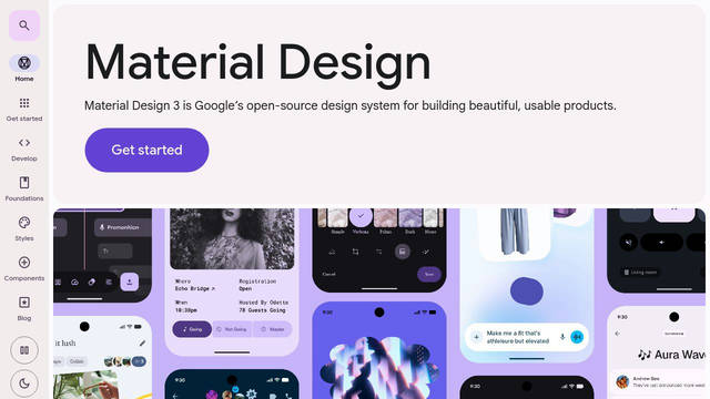 Screenshot: material.io - uses Material Icons