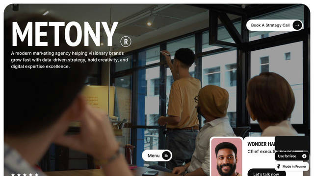 Screenshot: metony.framer.website - uses PT Sans Narrow Placeholder