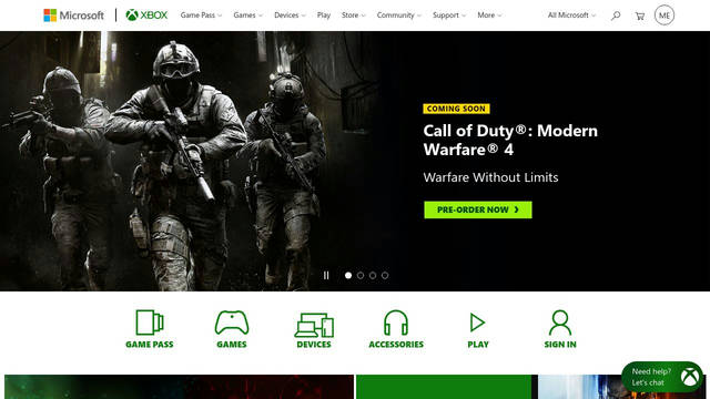 Screenshot: xbox.com - uses Segoe Sans Variable Display