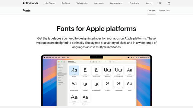 Screenshot: developer.apple.com - uses SF Pro Display