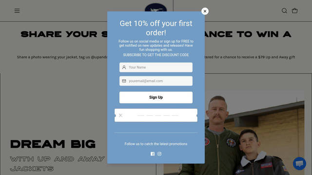 Screenshot: upandawayjackets.com - uses K2D