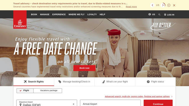 Screenshot: emirates.com - uses emirates-bold
