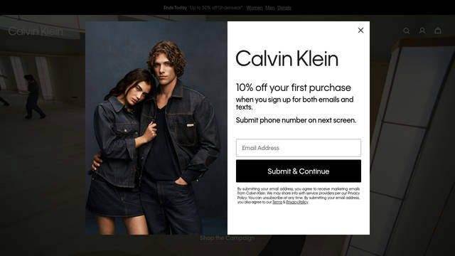 Screenshot: calvinklein.com - uses KleinBold