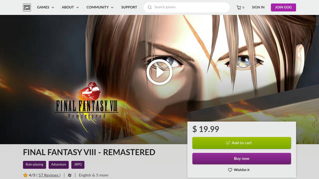 Screenshot: gog.com - uses Lato GOG