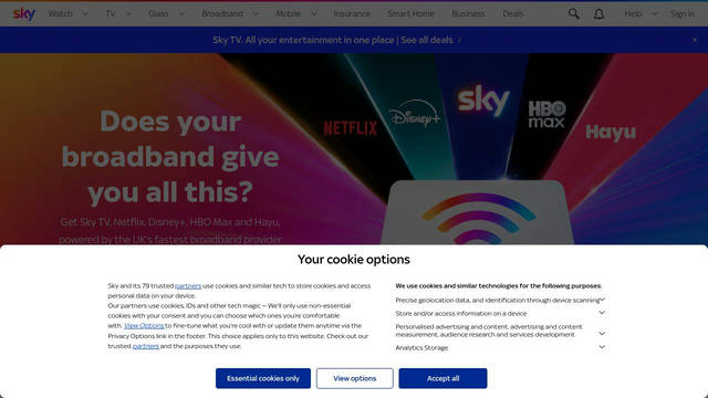 Screenshot: sky.com - uses Sky Headline
