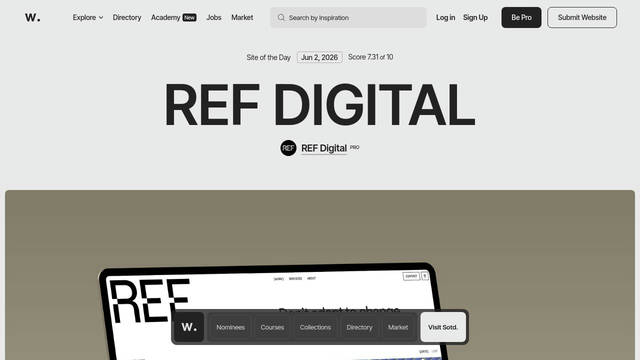 Screenshot: awwwards.com - uses Inter Tight