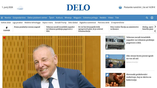 Screenshot: delo.si - uses Source Serif 4 ST