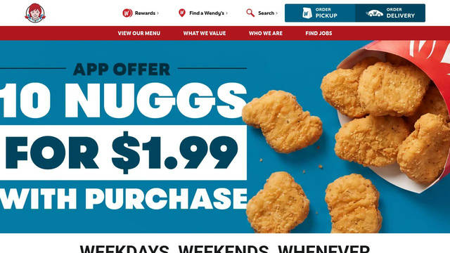 Screenshot: wendys.com - uses Cinzel