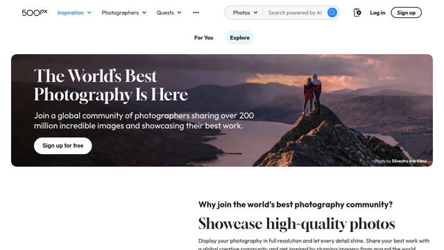 Screenshot: 500px.com - uses Outfit