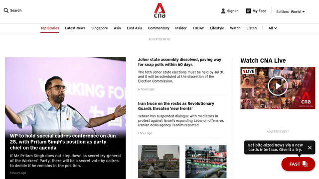 Screenshot: channelnewsasia.com - uses delegate