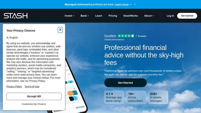 Screenshot: stash.com - uses Feature Display Condensed
