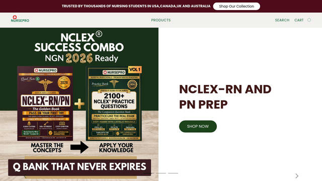 Screenshot: nursepronursing.com - uses Roboto Flex Custom