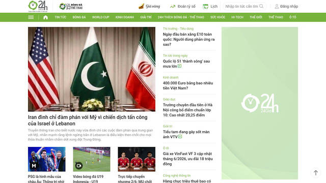 Screenshot: 24h.com.vn - uses Roboto-Regular