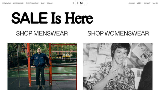 Screenshot: ssense.com - uses Favorit SSENSE Inter