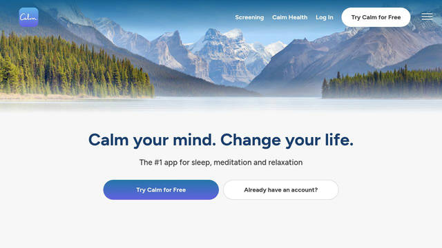 Screenshot: calm.com - uses ITC Souvenir