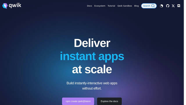 Screenshot: qwik.builder.io - uses WB Poppins
