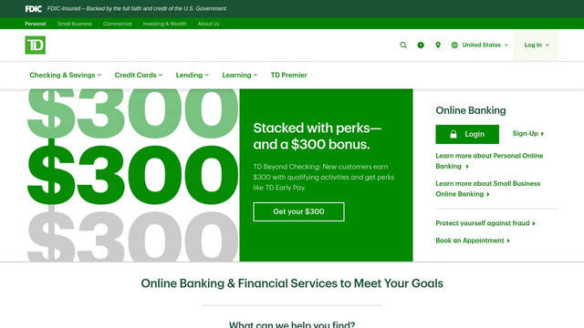 Screenshot: td.com - uses TD Graphik Medium