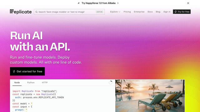 Screenshot: replicate.com - uses basier-square