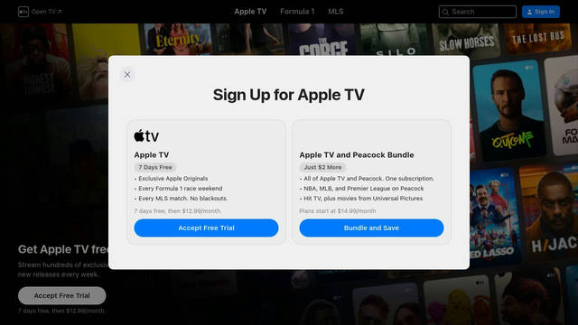 Screenshot: tv.apple.com - uses Locale Switcher