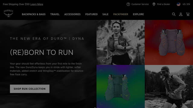Screenshot: osprey.com - uses haas-recast