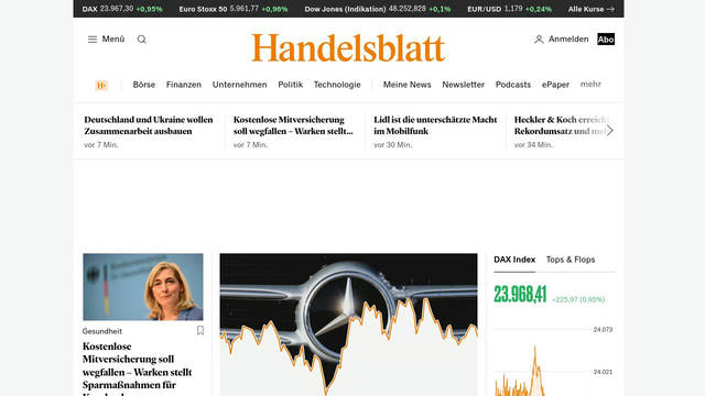 Screenshot of handelsblatt.com