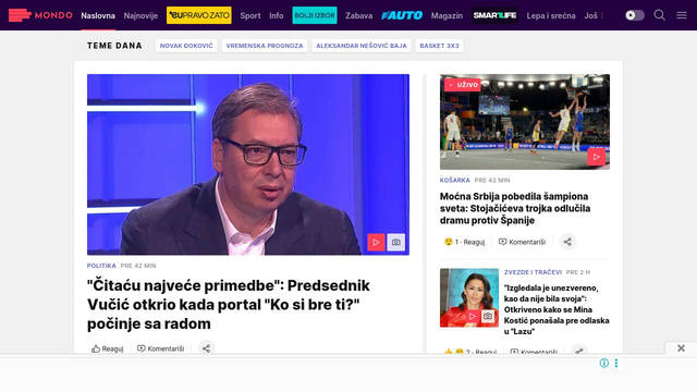 Screenshot: mondo.rs - uses Bodoni Moda