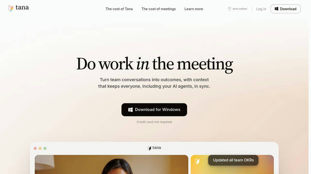 Screenshot: tana.inc - uses Open Sans (Custom)