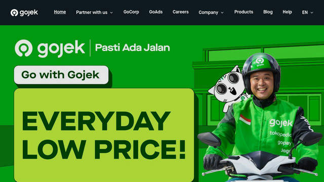 Screenshot: gojek.com - uses MaisonNeue-Book