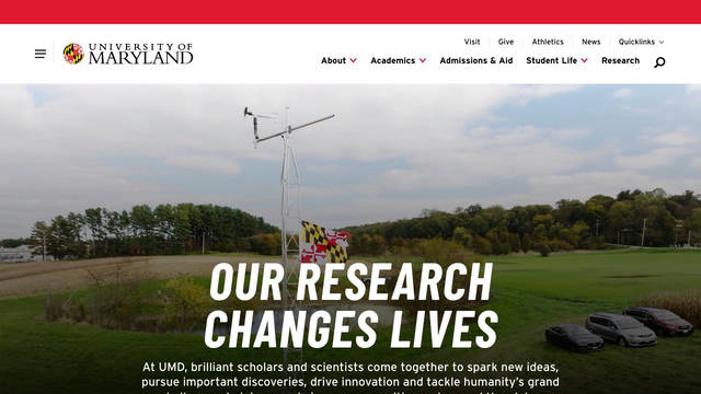 Screenshot: umd.edu - uses Barlow Condensed