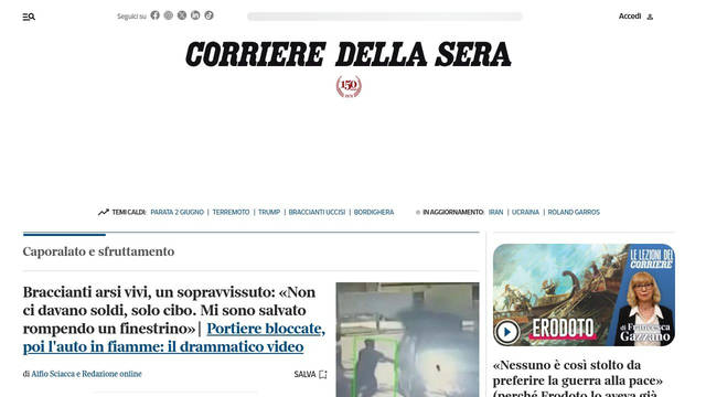 Screenshot: corriere.it - uses Roboto-Regular