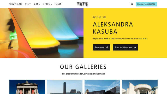 Screenshot: tate.org.uk - uses tateicons