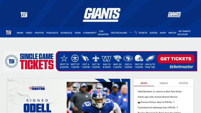 Screenshot of giants.com