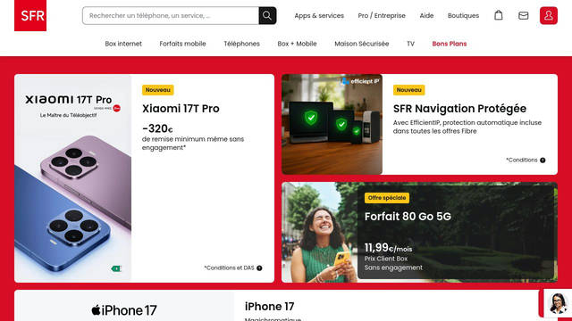 Screenshot: sfr.fr - uses SR