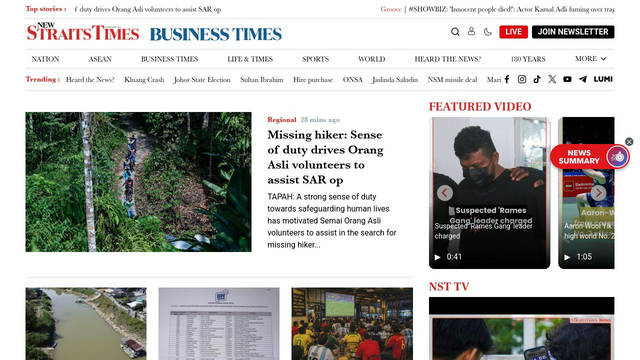 Screenshot: nst.com.my - uses fontello