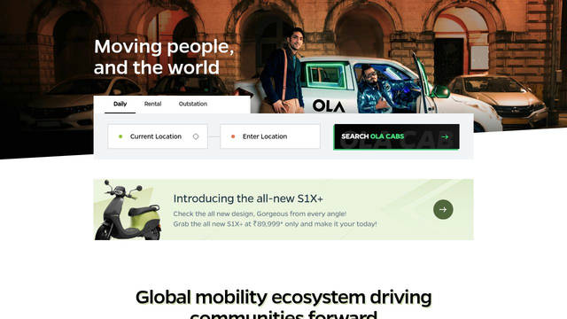 Screenshot: olacabs.com - uses gentonalight