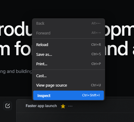 Chrome rechtsklikmenu met Inspecteren blauw gemarkeerd